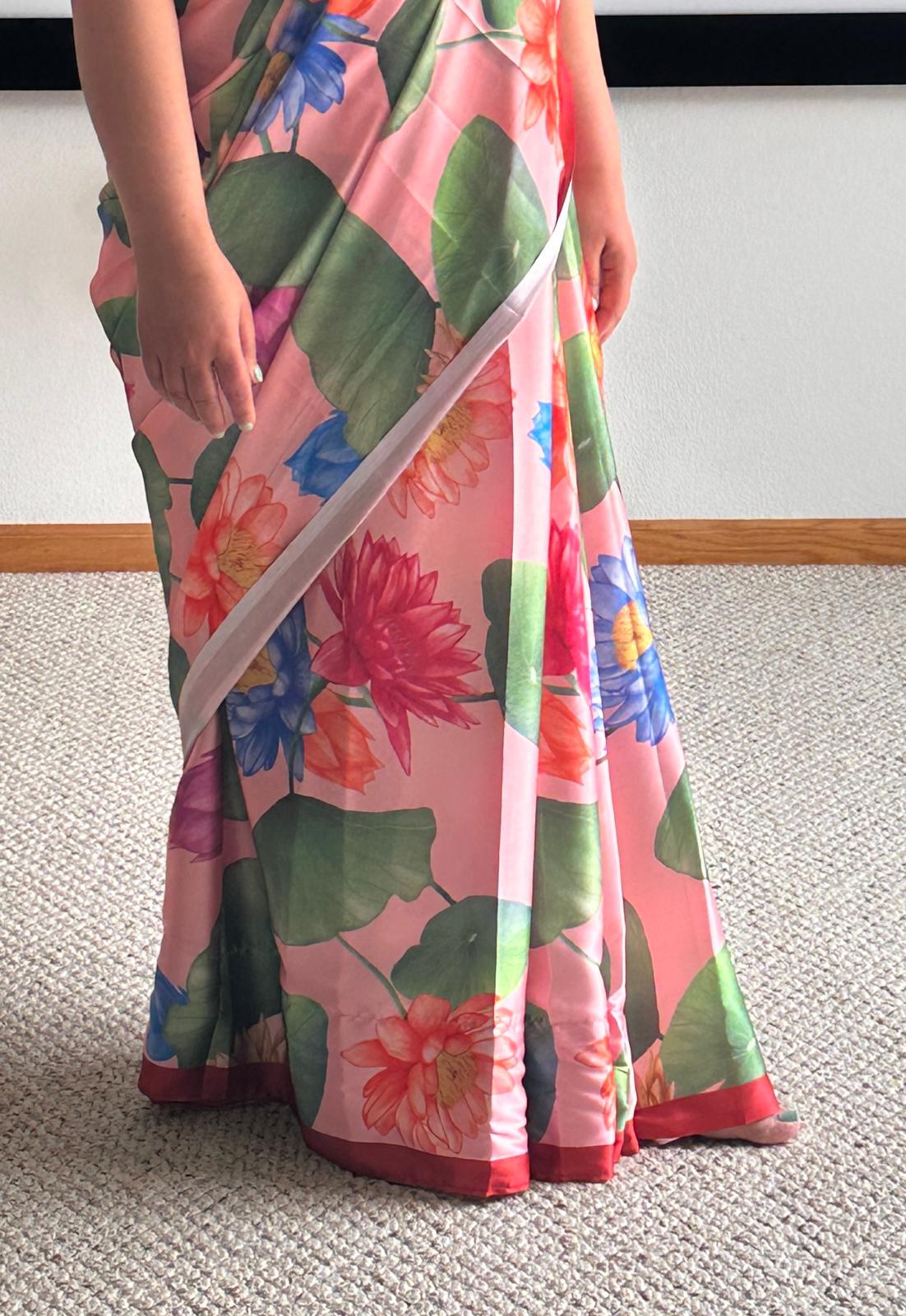 Satin Silk Saree- Printed
