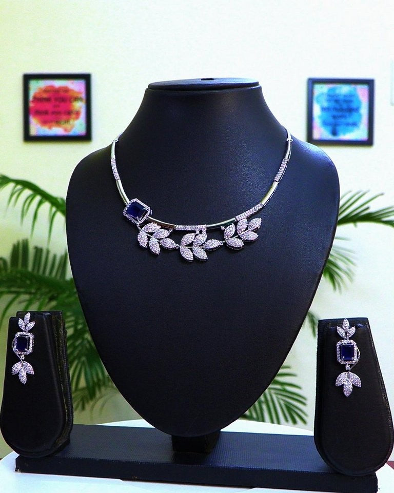 Ideal Necklace Set for Wedding Jewelry Occasions premium CZ in sephaire doublet