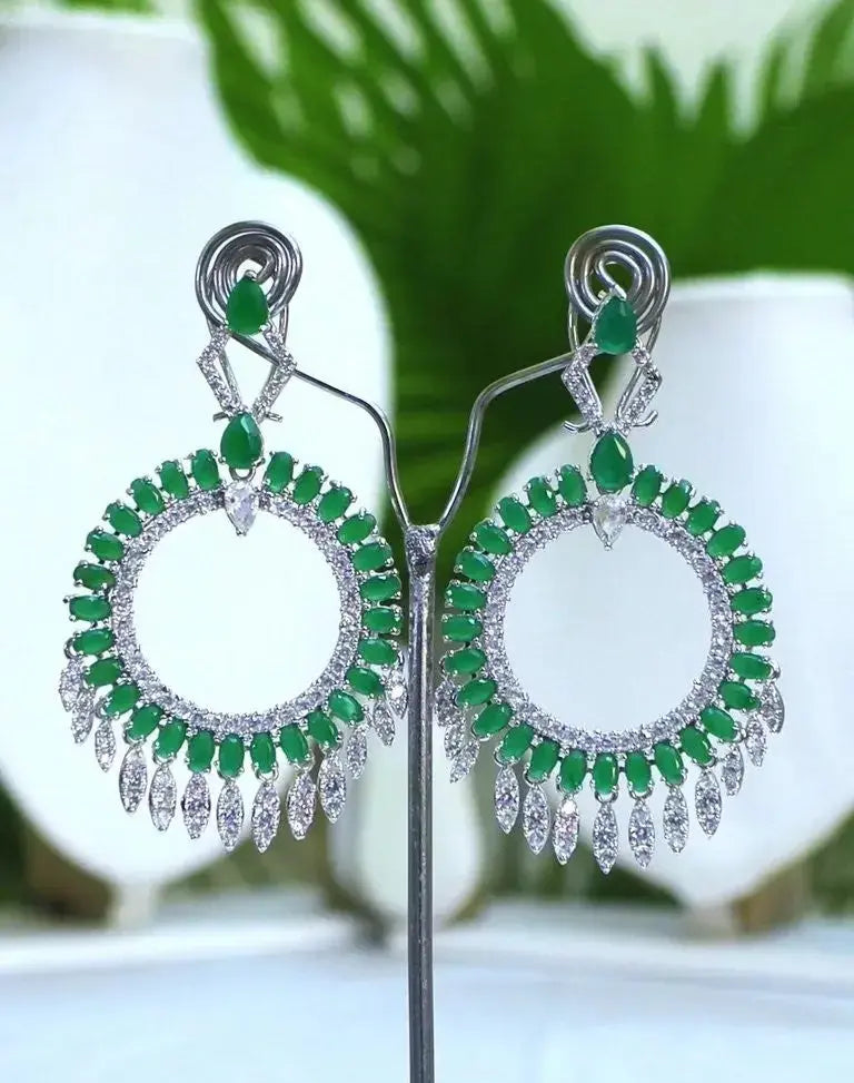 Emerald Statement Earings - Deepika's Adornments