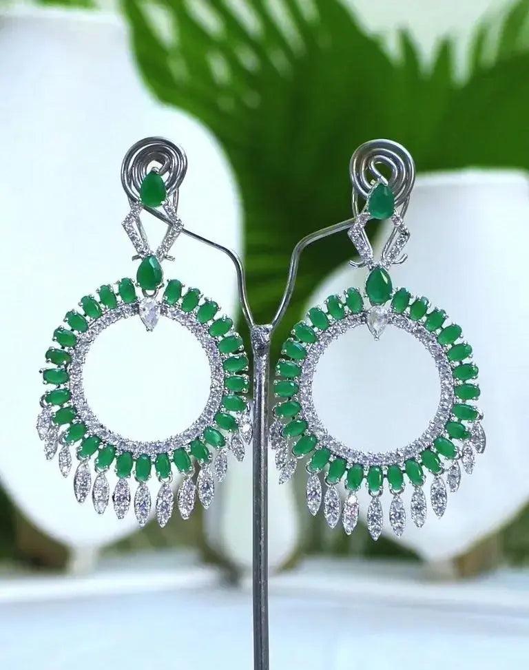 Emerald Statement Earings - Deepika's Adornments