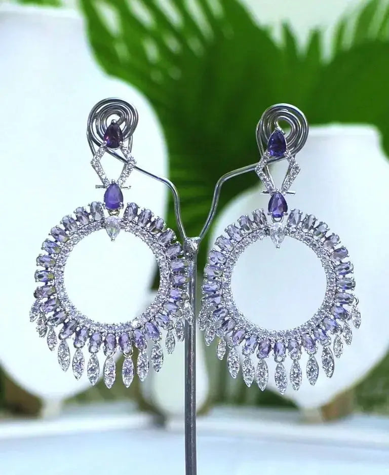 Statement Earrings Purple - Deepika's Adornments
