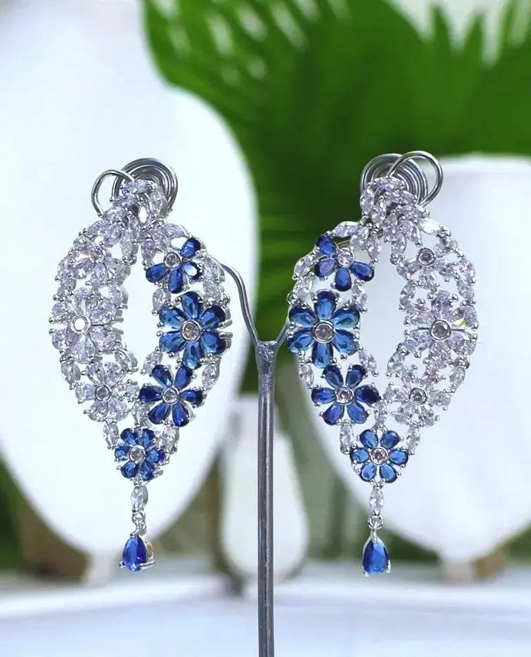 Statement Earrings_Blue - Deepika's Adornments