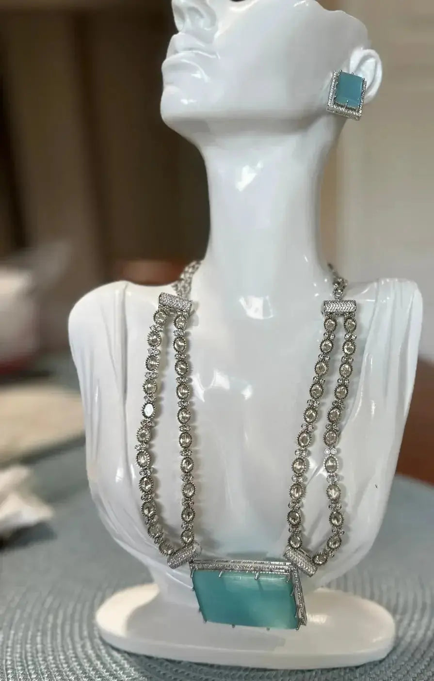 Designer Inspired CZ Statement Necklace Set - Deepika's Adornments