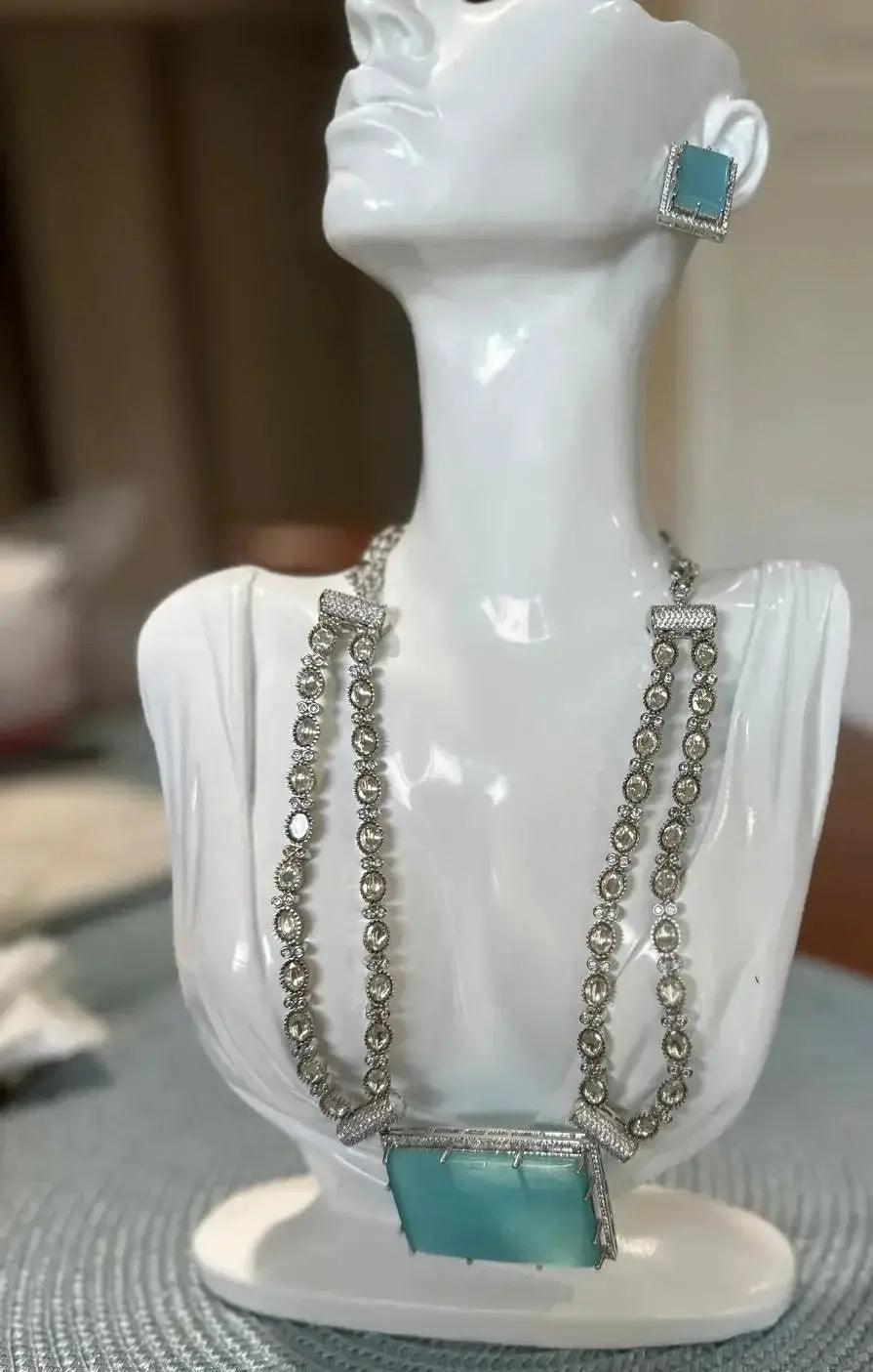 Designer Inspired CZ Statement Necklace Set - Deepika's Adornments