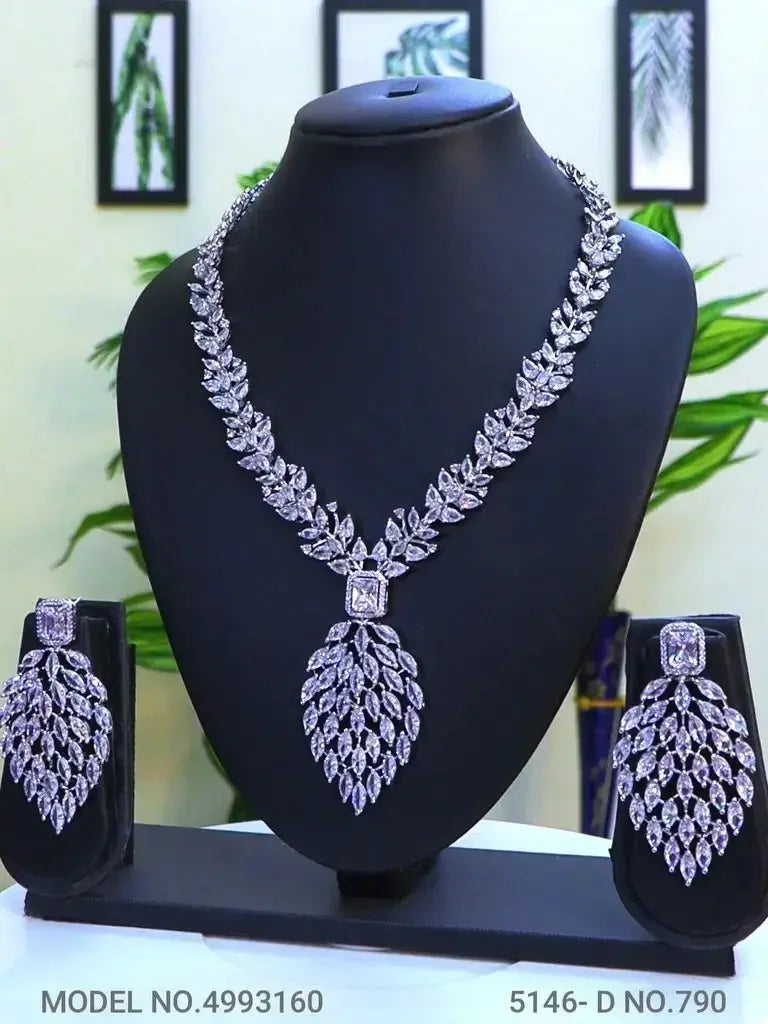 Designer Inspired CZ Statement Necklace Set - Deepika's Adornments