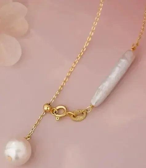 Sterling Silver Pendant - 18K Gold Plated Pearl Necklace - Deepika's Adornments