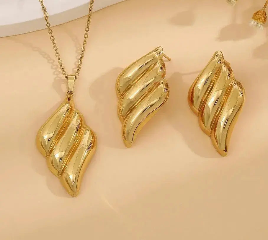 Non-Tarnish Necklace Set-Leaf Shape - Deepika's Adornments
