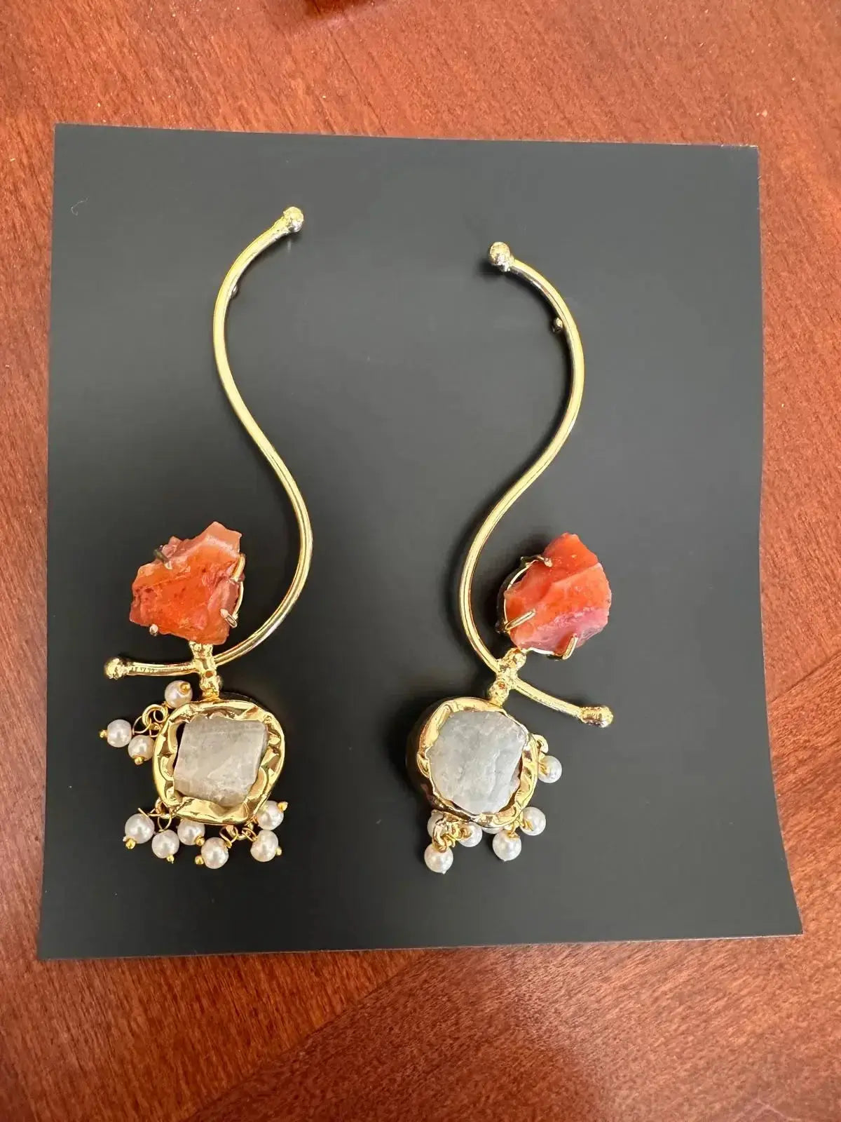 Handcrafted Brass with Natural Stones 165C - Deepika's Adornments