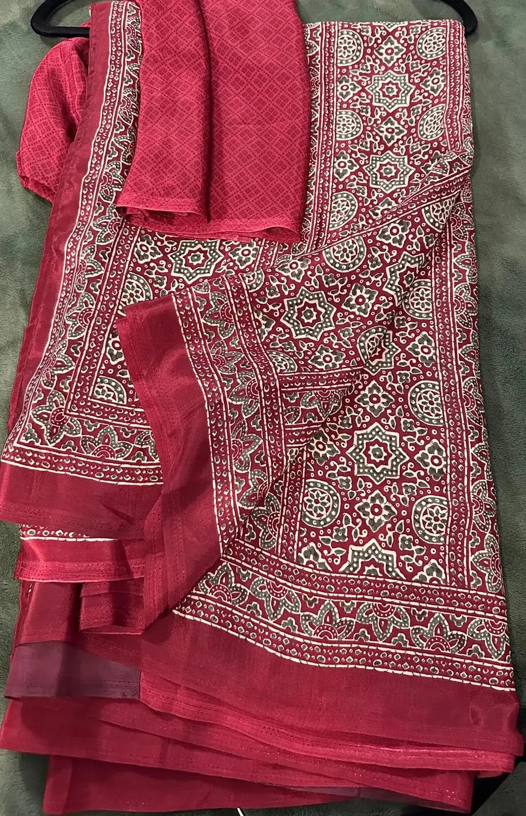 Modal Silk Ajrakh-Red - Deepika's Adornments