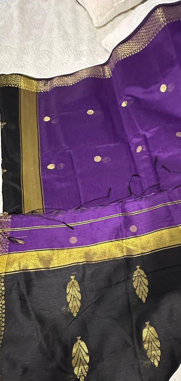 Cotton Silk Maheshwari Handloom-Purple