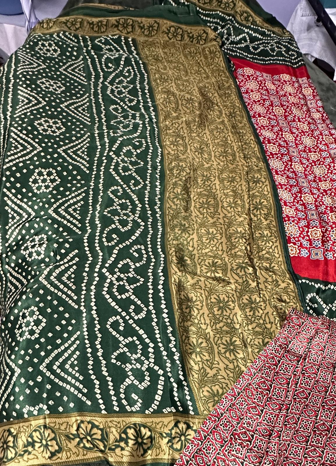 Modal Silk Ajrakh Bandini-Emerald Red