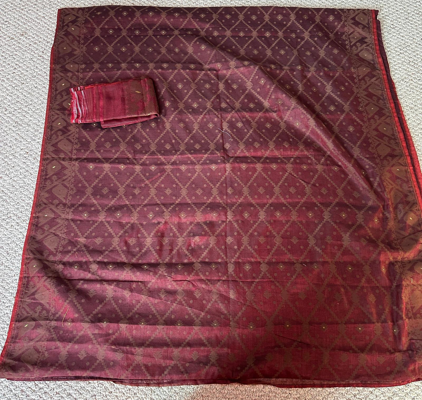 Bengal Handloom Jamdani Saree Maroon