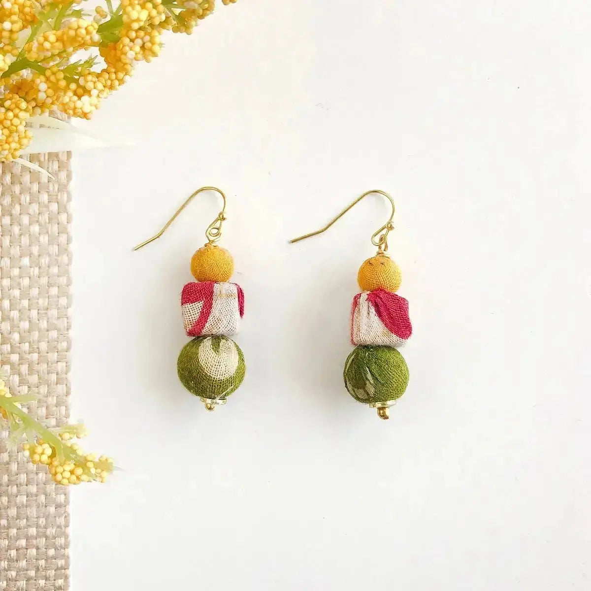 Kantha Shapes Drop Earrings - Deepika's Adornments
