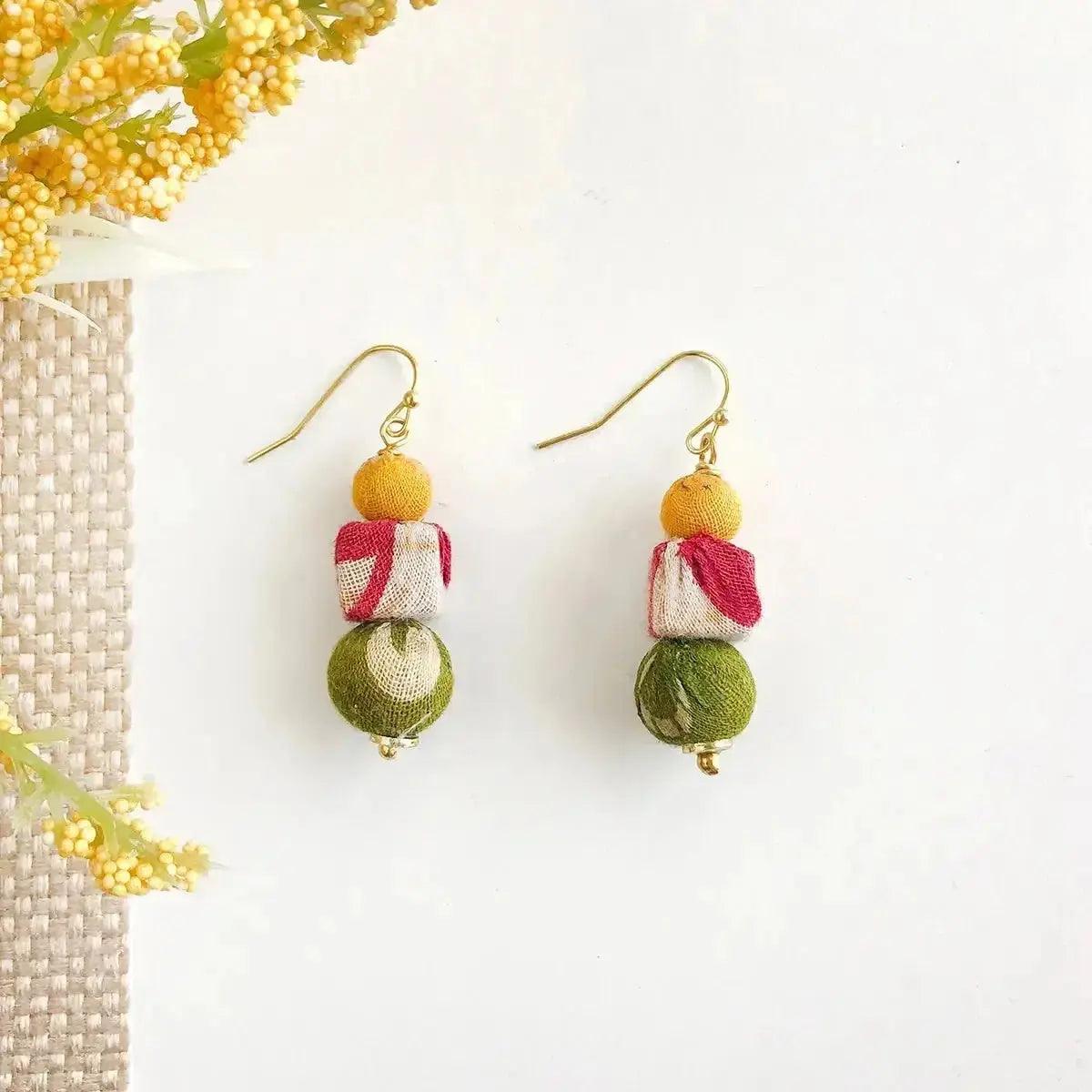 Kantha Shapes Drop Earrings - Deepika's Adornments