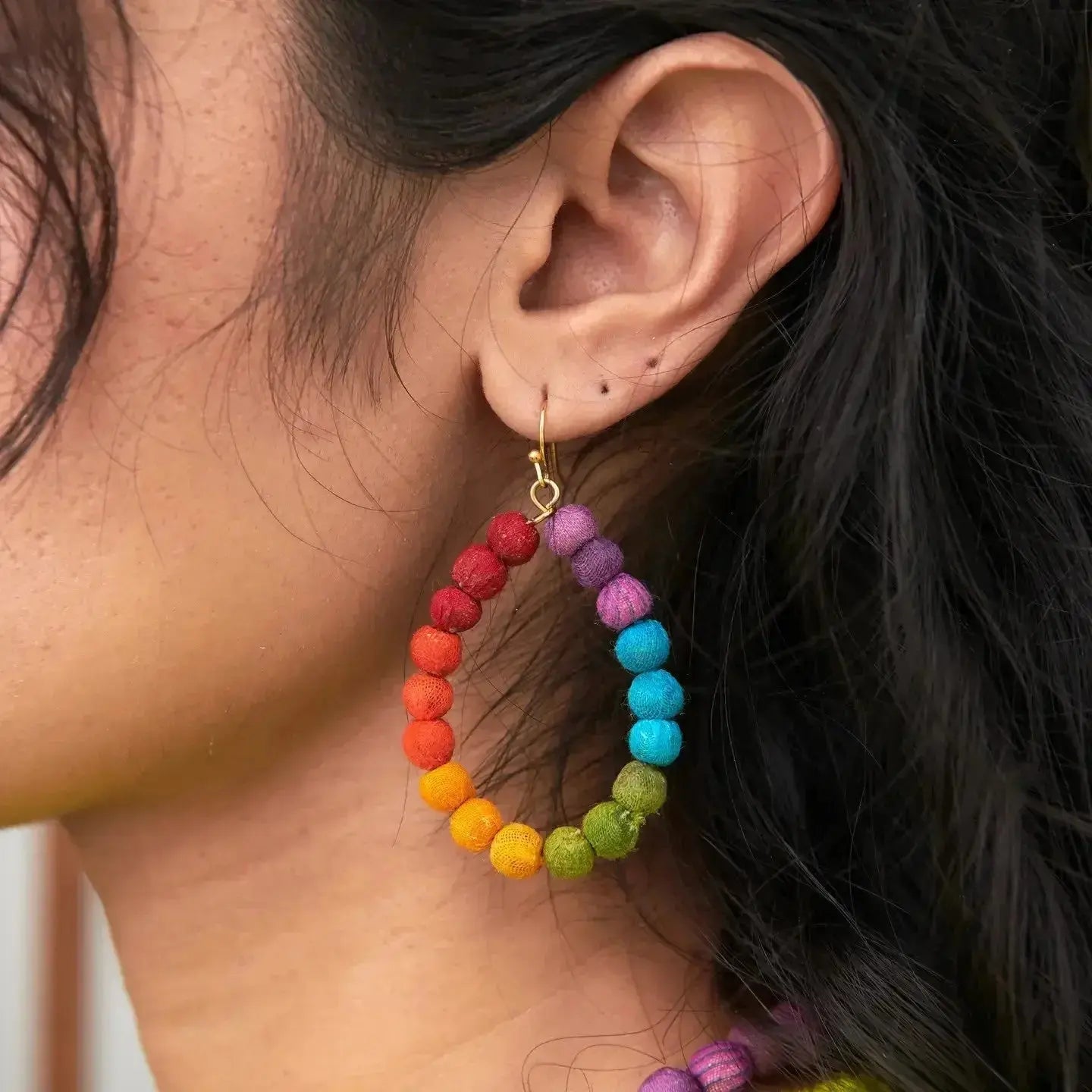 Kantha Prism Teardrop Earrings - Deepika's Adornments