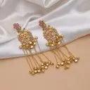 Rani Pink Kashmiri Ghungroo Chandelier Earrings - Indian Bridal Jewelry Femnari