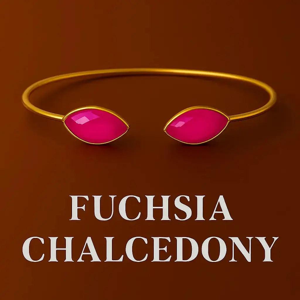 Sterling Silver Bracelet Fuchsia Chalcedony - Deepika's Adornments