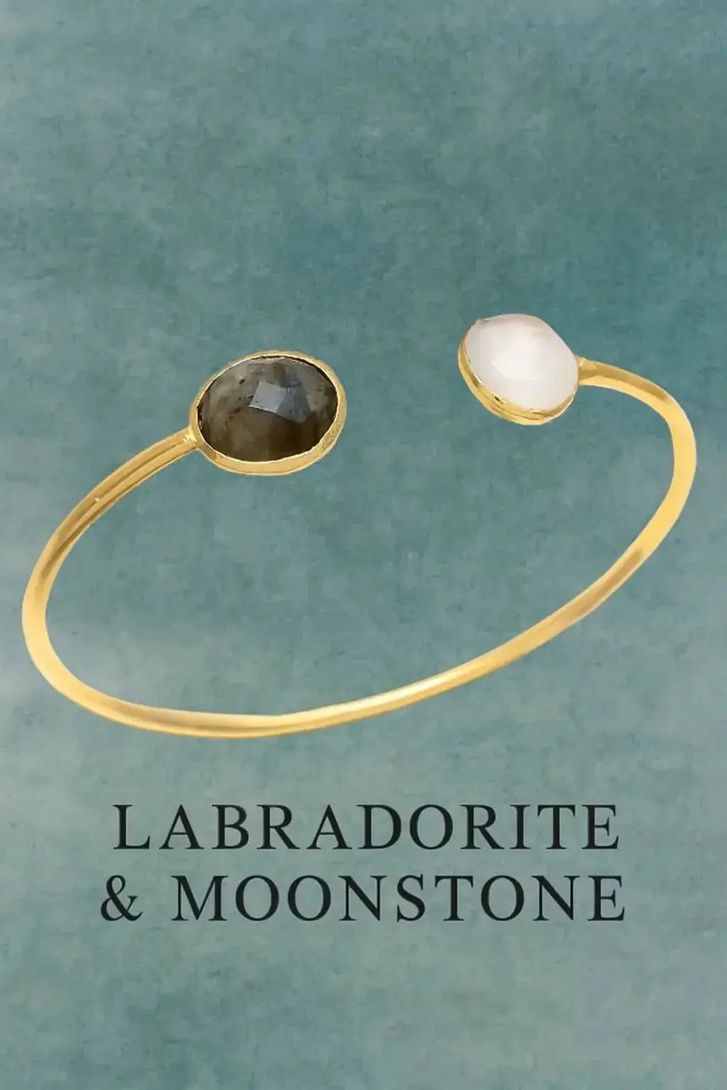 Sterling Silver Bracelet combination of labradorite and moonstone hydro stones and openable