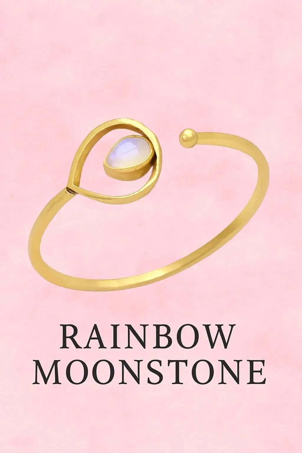 Sterling Silver Bracelet rainbow moonstone hydro stones openable bracelet handcrafted by skilled artisans from Jaipur.