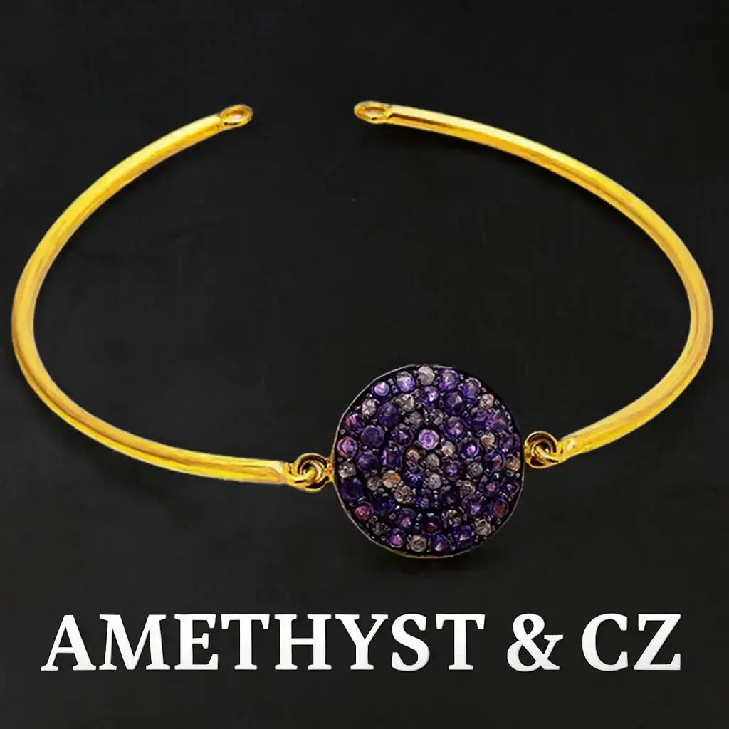 Sterling Silver Bracelet AMETHYST Openable - Deepika's Adornments