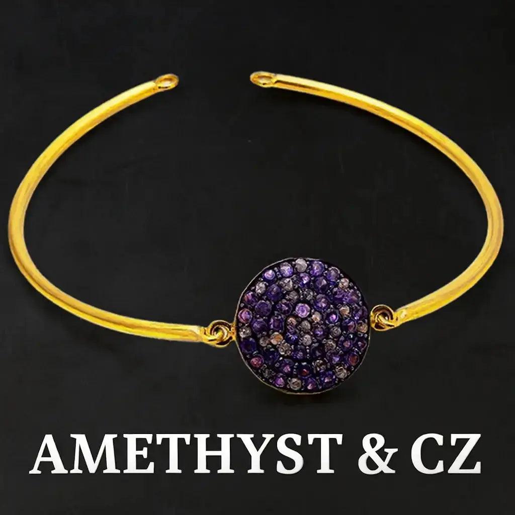 Sterling Silver Bracelet AMETHYST Openable - Deepika's Adornments
