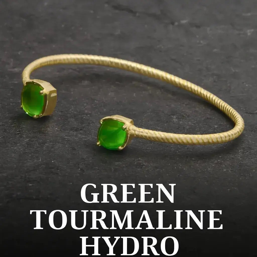 Sterling Silver Bracelet GREEN TOURMALINE openable - Deepika's Adornments