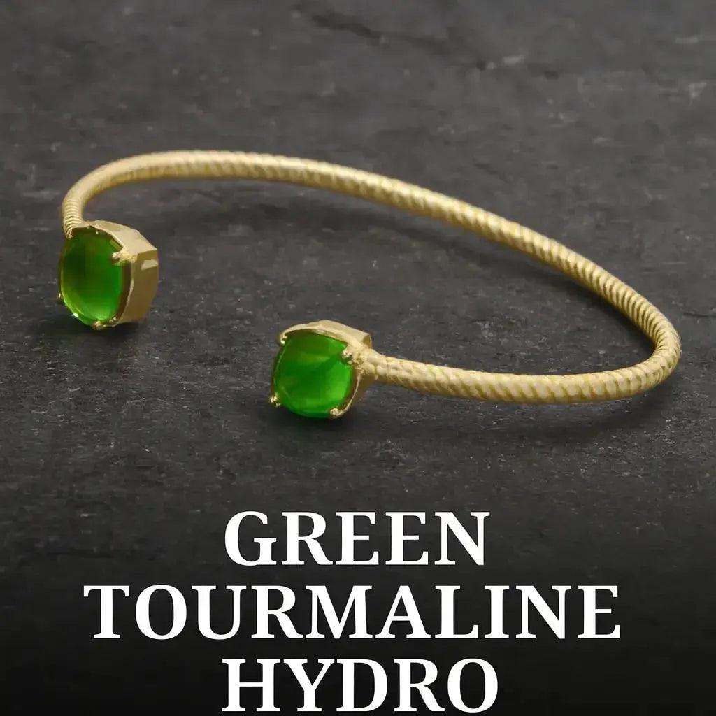 Sterling Silver Bracelet GREEN TOURMALINE openable - Deepika's Adornments