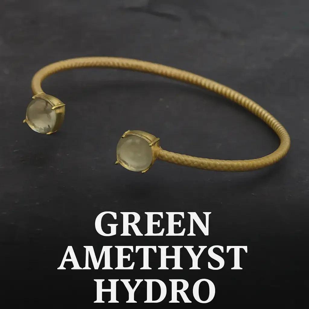 Sterling Silver Bracelet with Green Amethyst - Handcrafted Artisan Jewelry - Deepika's Adornments