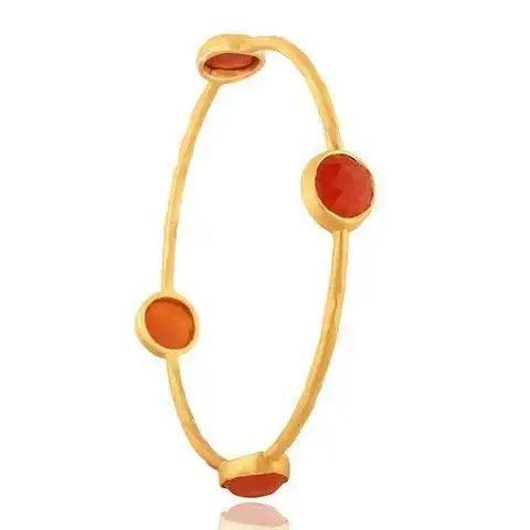 Sterling Silver Bracelet Round CARNELIAN HYDRO - Deepika's Adornments