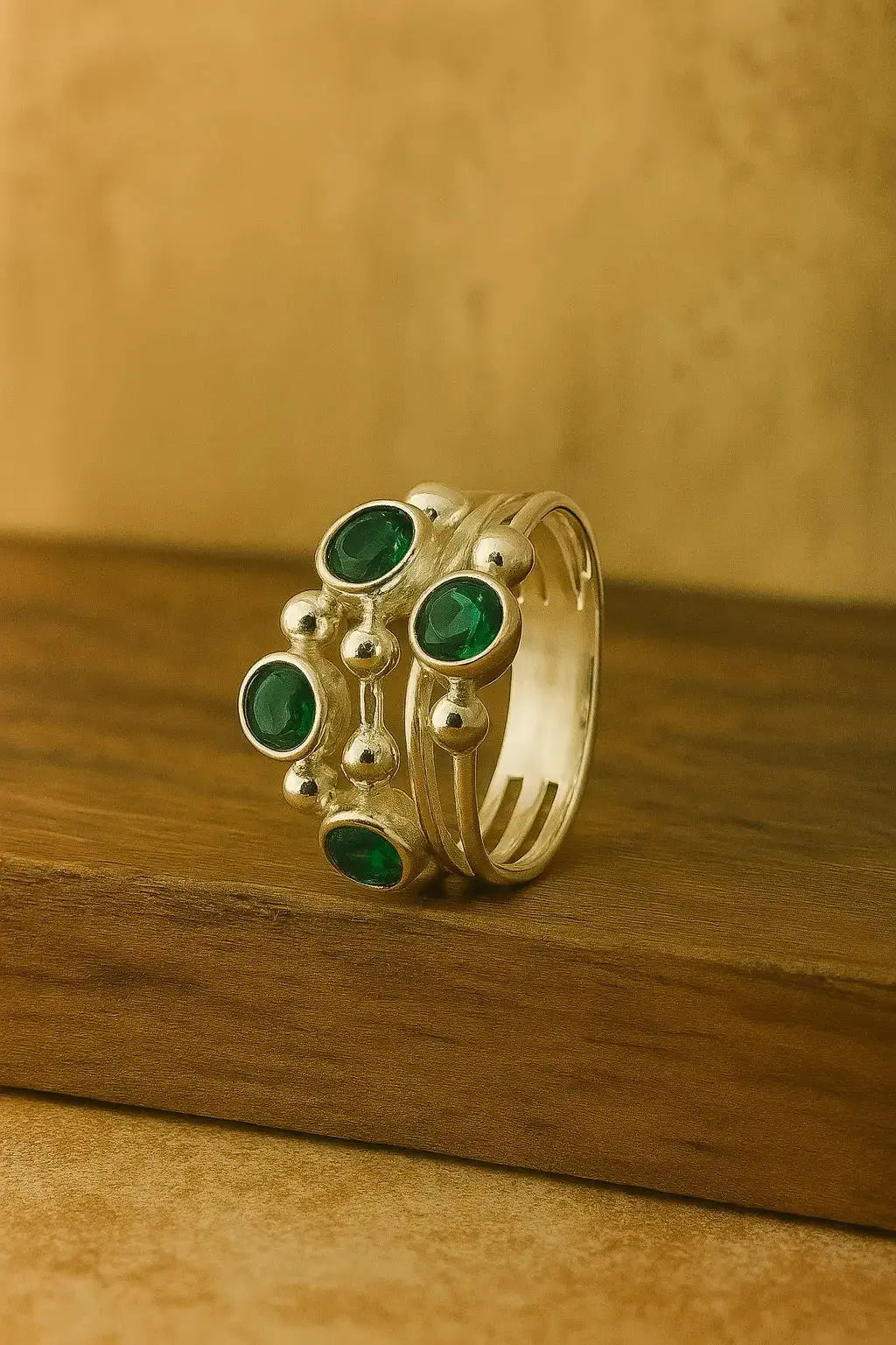 Sterling Silver Ring Emerald - Deepika's Adornments