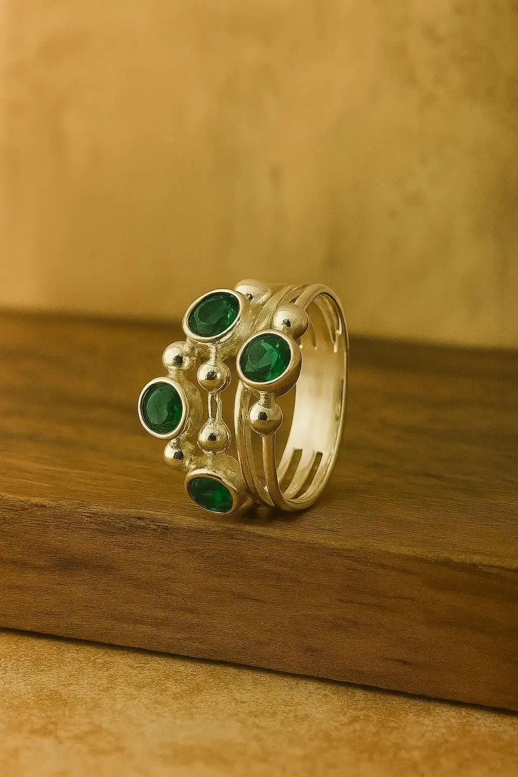 Sterling Silver Ring Emerald - Deepika's Adornments