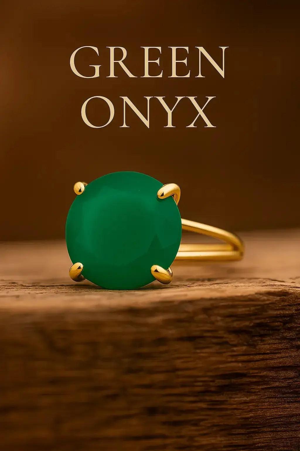 Sterling Silver Ring GREEN ONYX - Deepika's Adornments