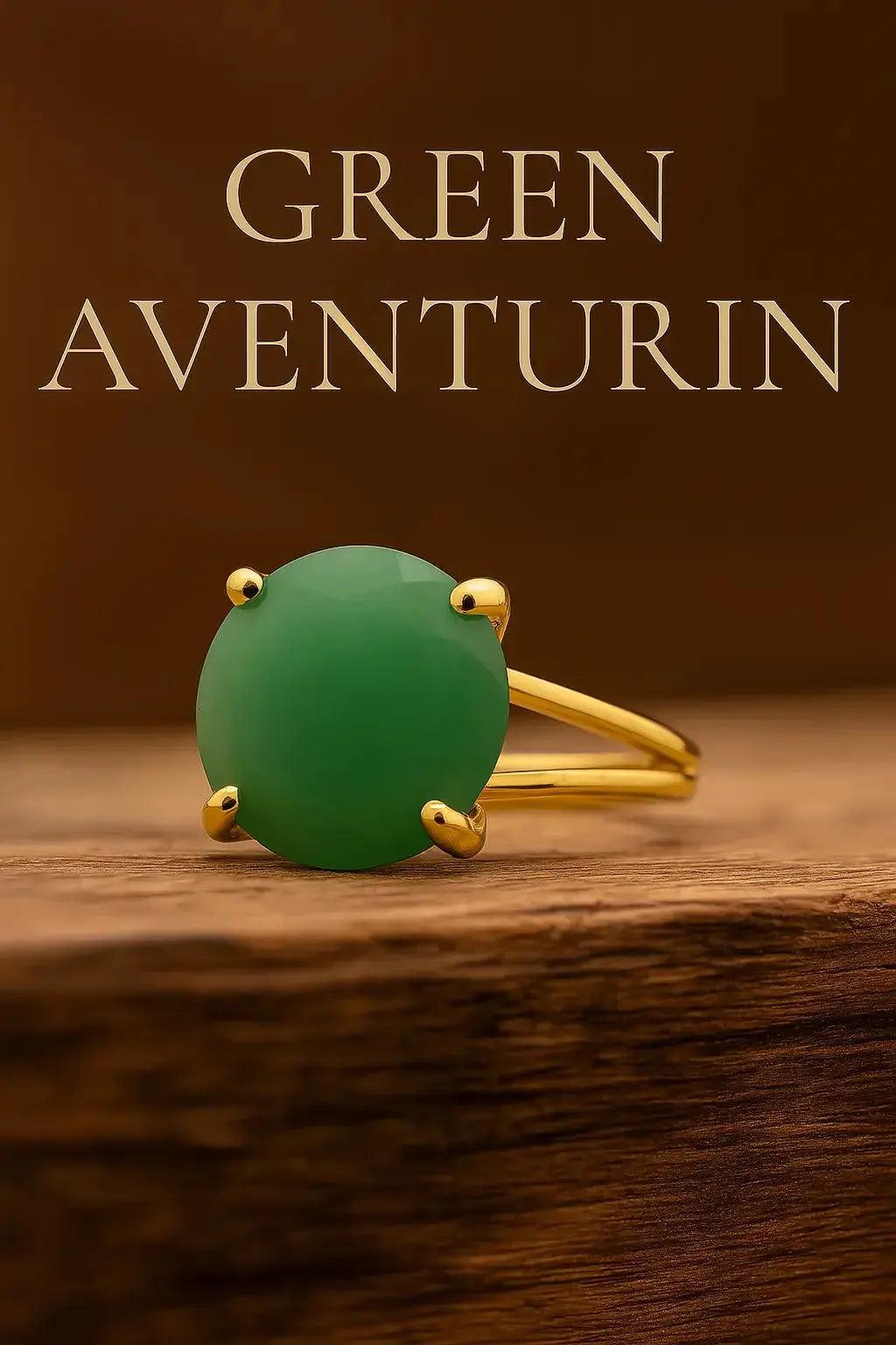Sterling Silver Ring GREEN AVENTURINE HYDRO - Deepika's Adornments