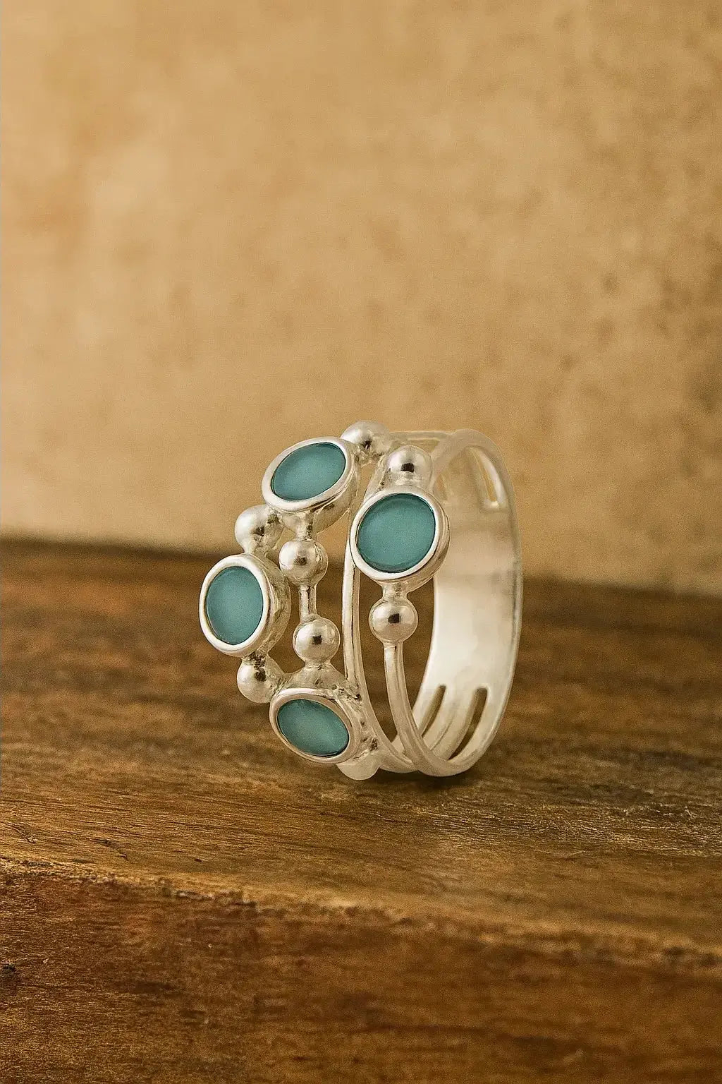 Sterling Silver Ring Aqua - Deepika's Adornments