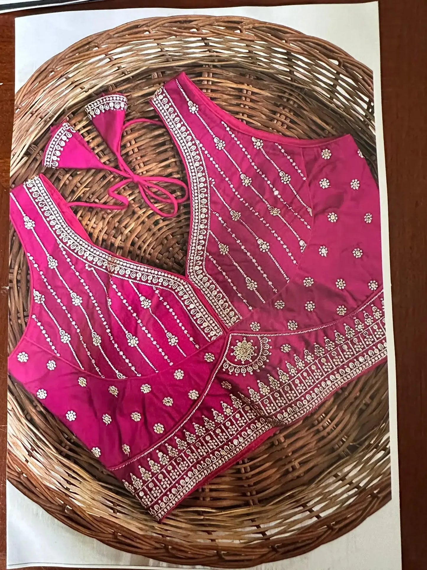 Sareeka Fancy Blouse-Fushcia - Deepika's Adornments