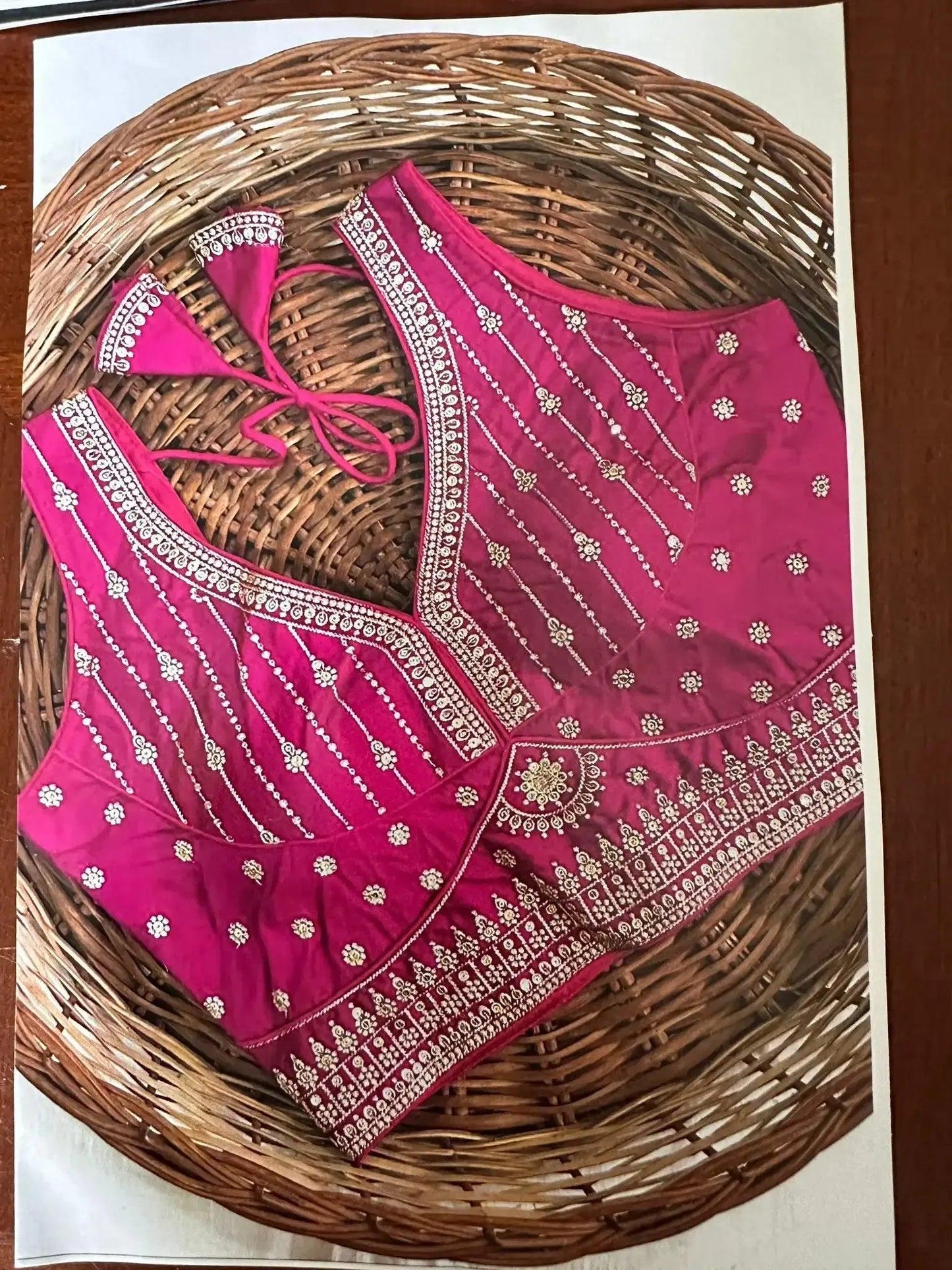 Sareeka Fancy Blouse-Fushcia - Deepika's Adornments