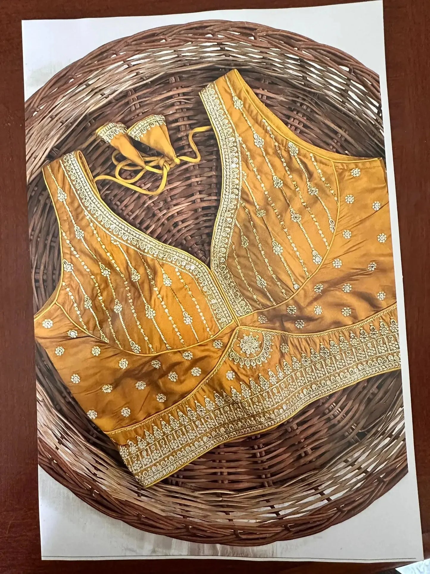 Sareeka Fancy Blouse Mustard - Deepika's Adornments