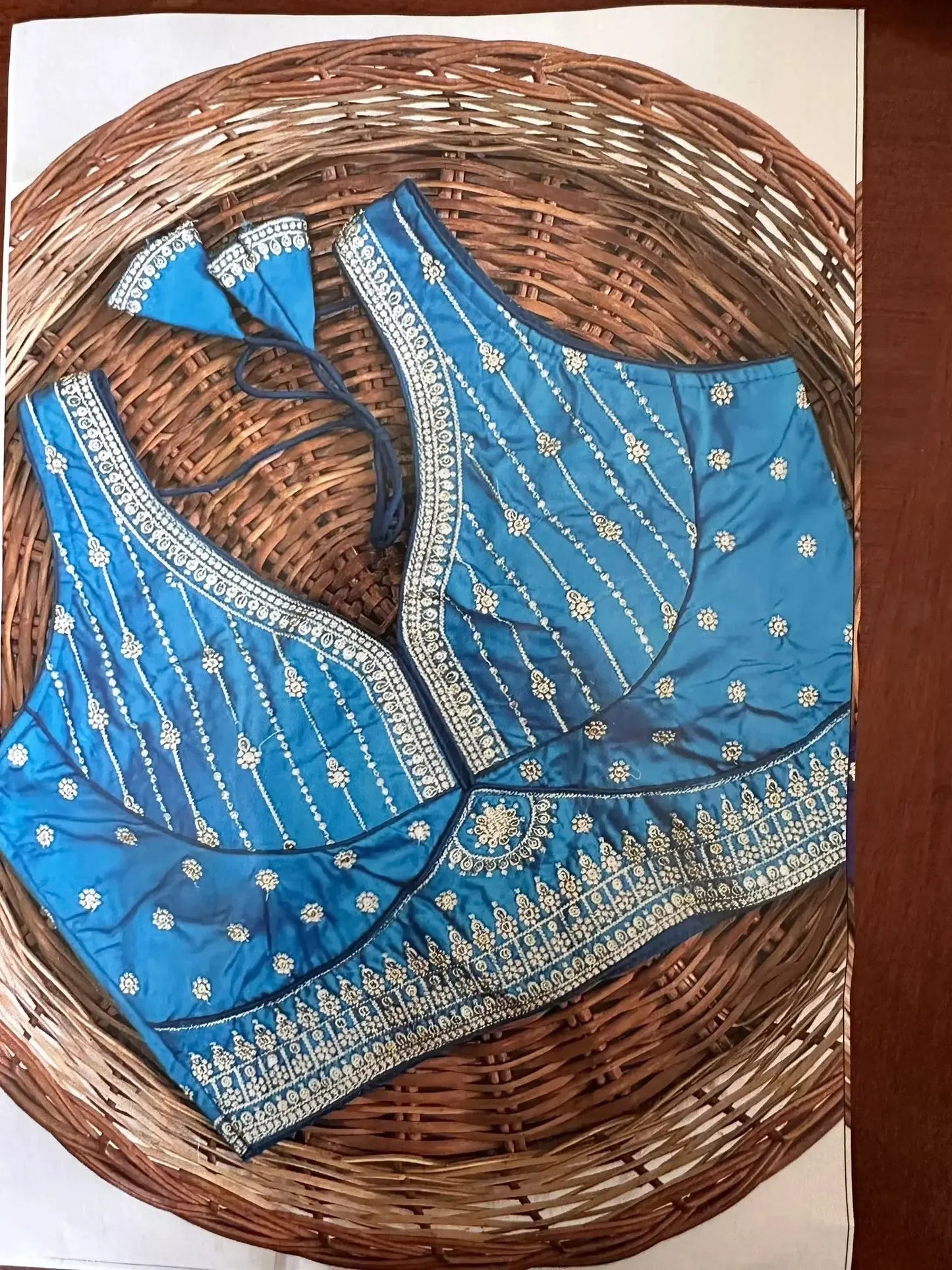 Sareeka Fancy Blouse Turquise - Deepika's Adornments