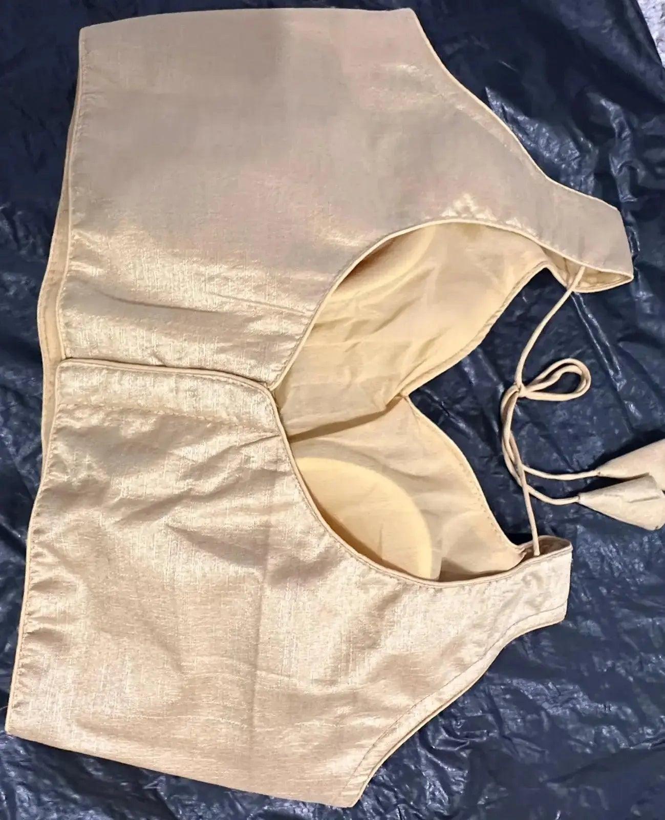 Shaburi Milan Silk Readymade Blouse-Gold - Deepika's Adornments