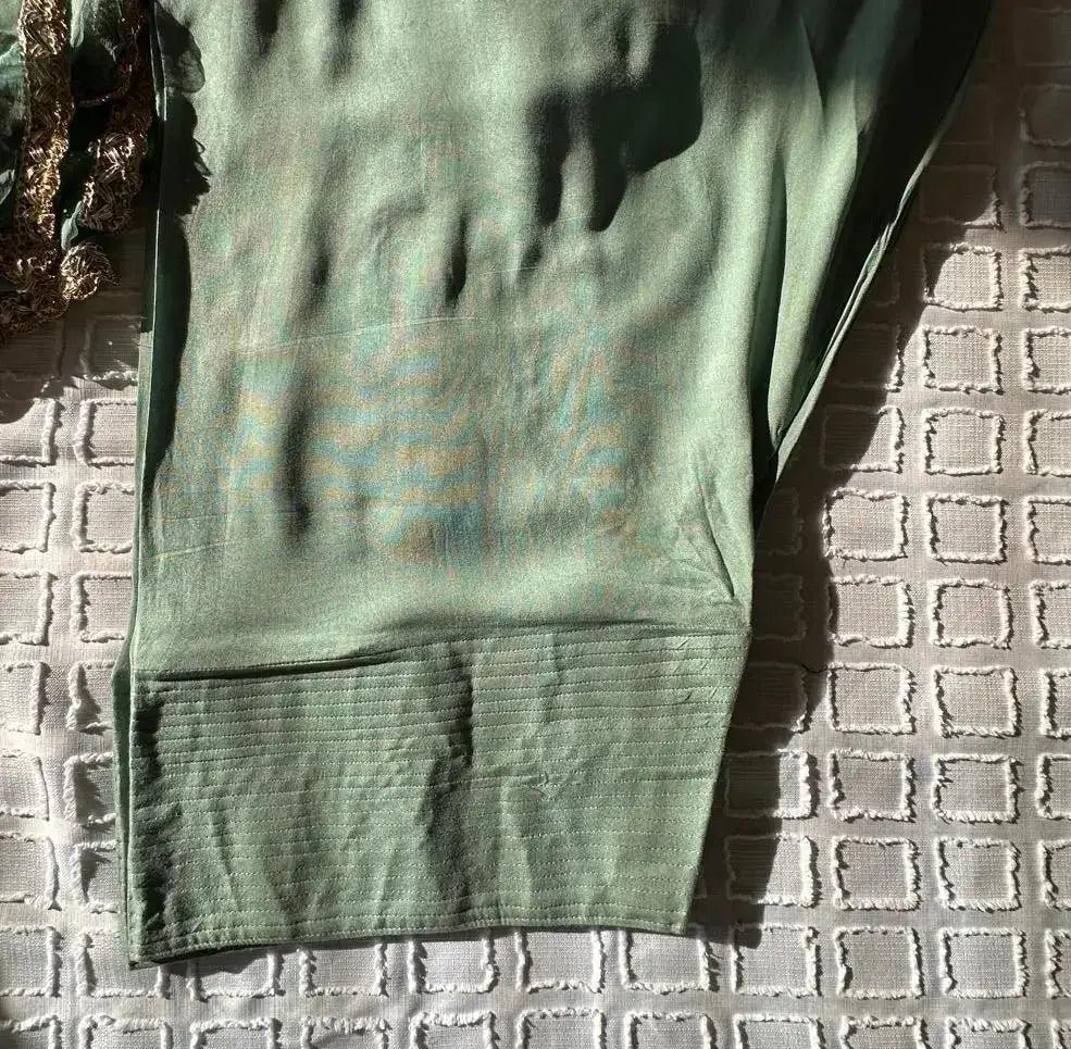 Indian Farshi Salwar Kameez-Sage Green Multi - Deepika's Adornments