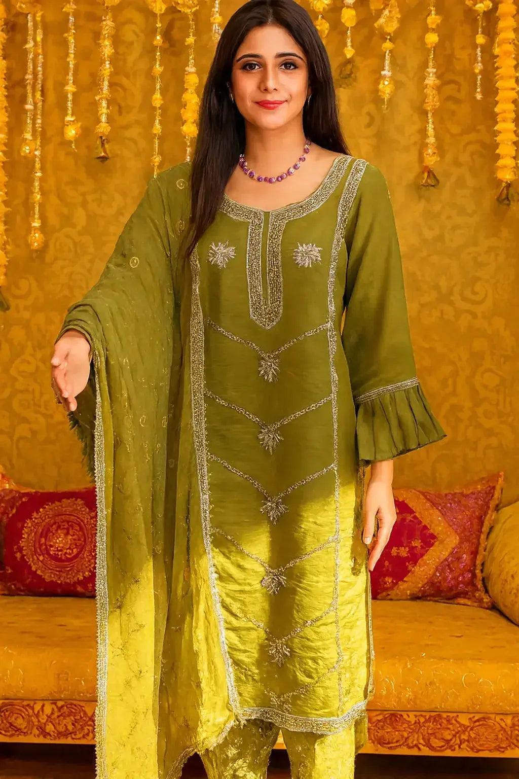 Indian Salwar Kameez Mehndi Green - Deepika's Adornments