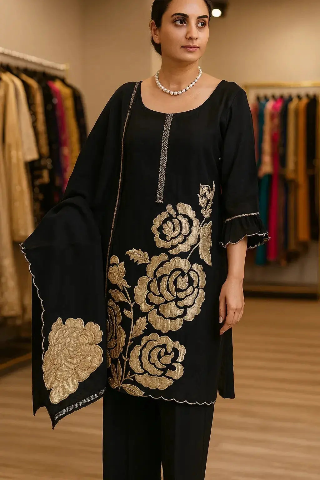 Indian Farshi Salwar Kameez Black - Deepika's Adornments