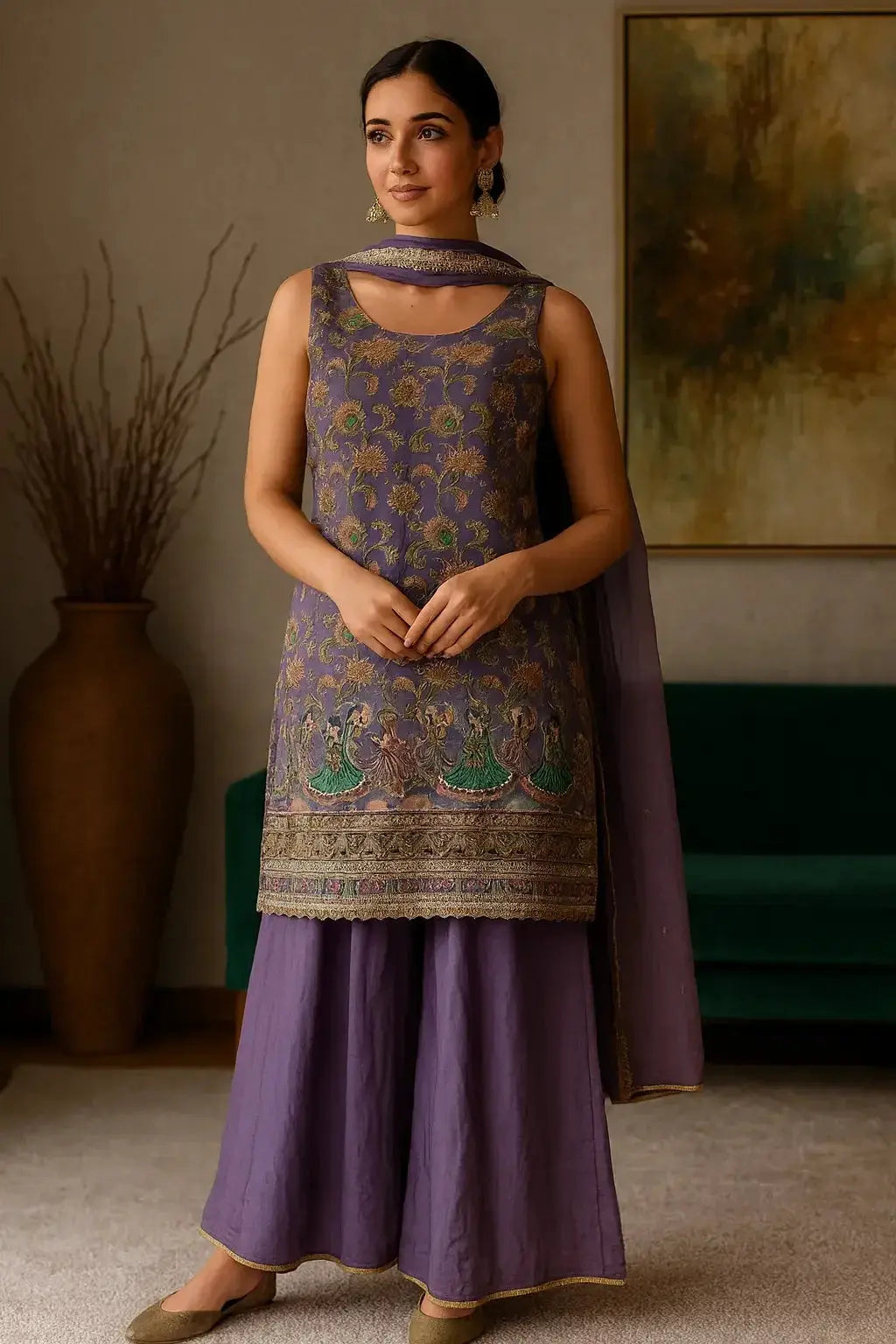 Indian Palazzo Suit Purple - Deepika's Adornments