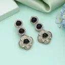 Black Kundan Long Drop Earrings - Oxidized Silver Ethnic Jewelry Femnari