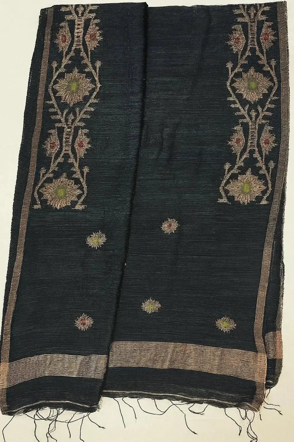 Pure Matka Jamdani Black - Deepika's Adornments