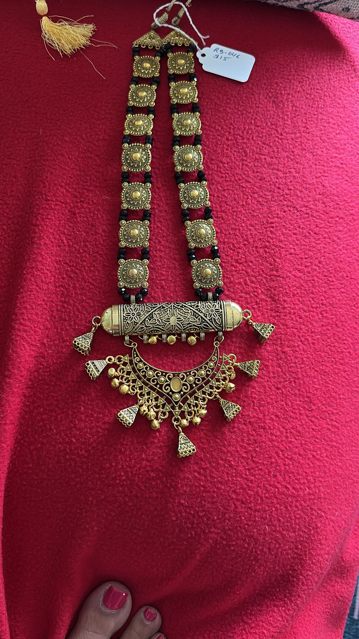 Long Mala Gold with Black Deepika's Adornments