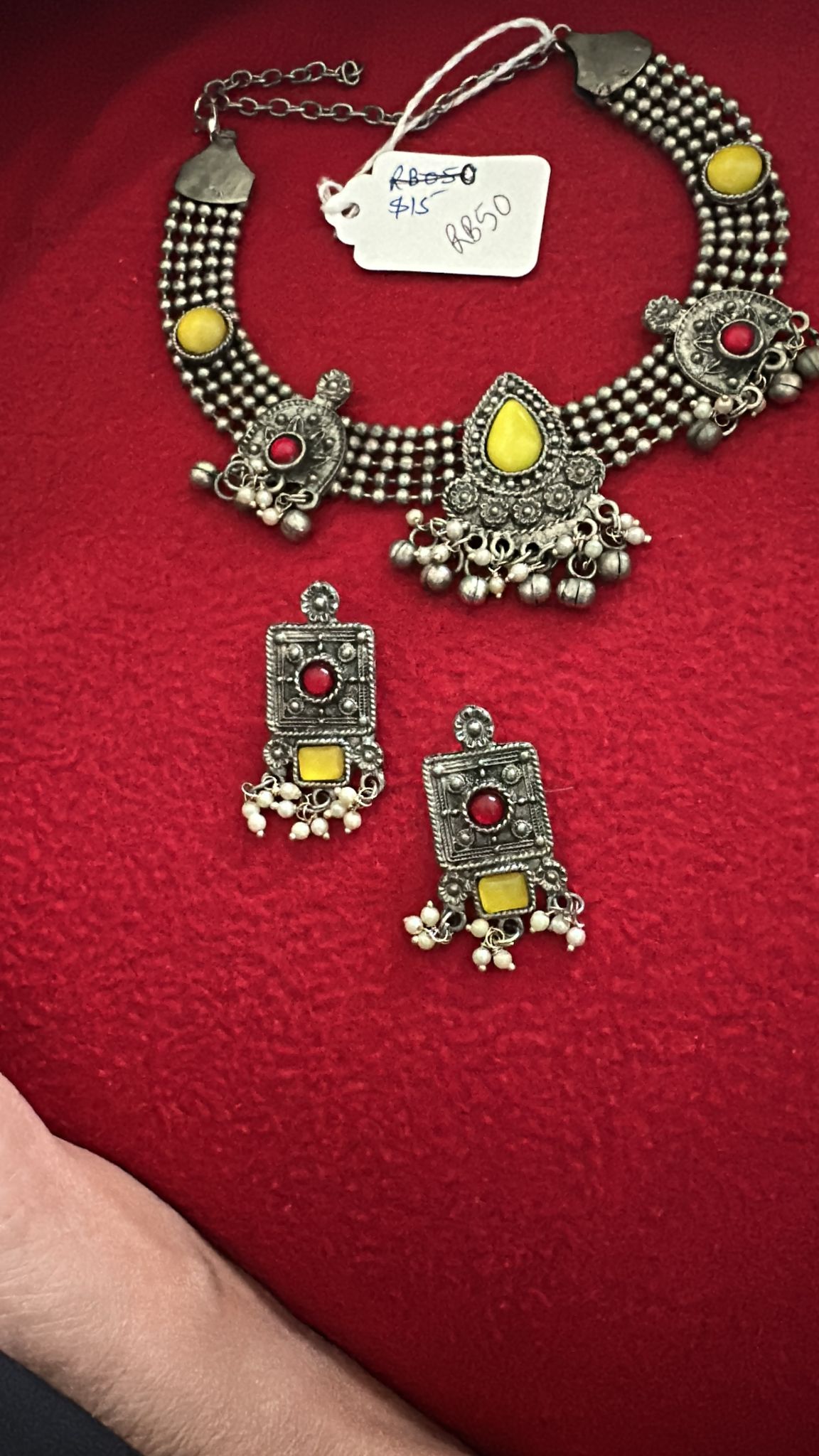 oxidized_chokar Set Yellow and Red RB INDIA JEWELRY
