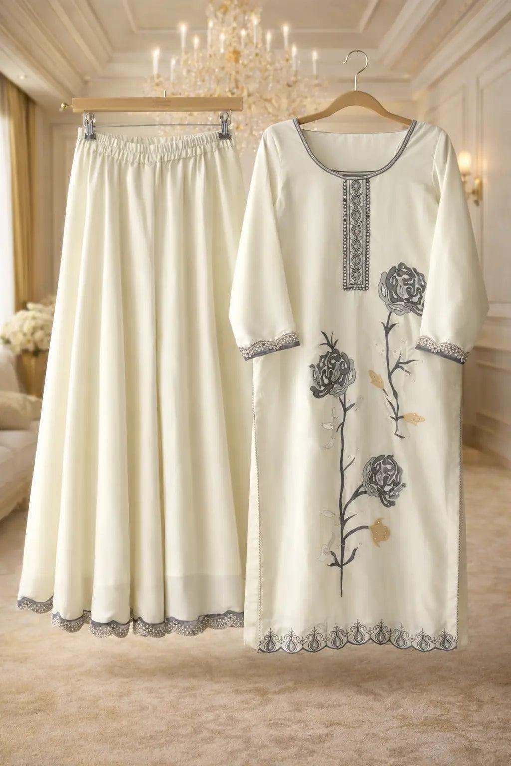 Embroidered Organza Palazzo Set - Wide Leg Pants with Dupatta Rachna Suits