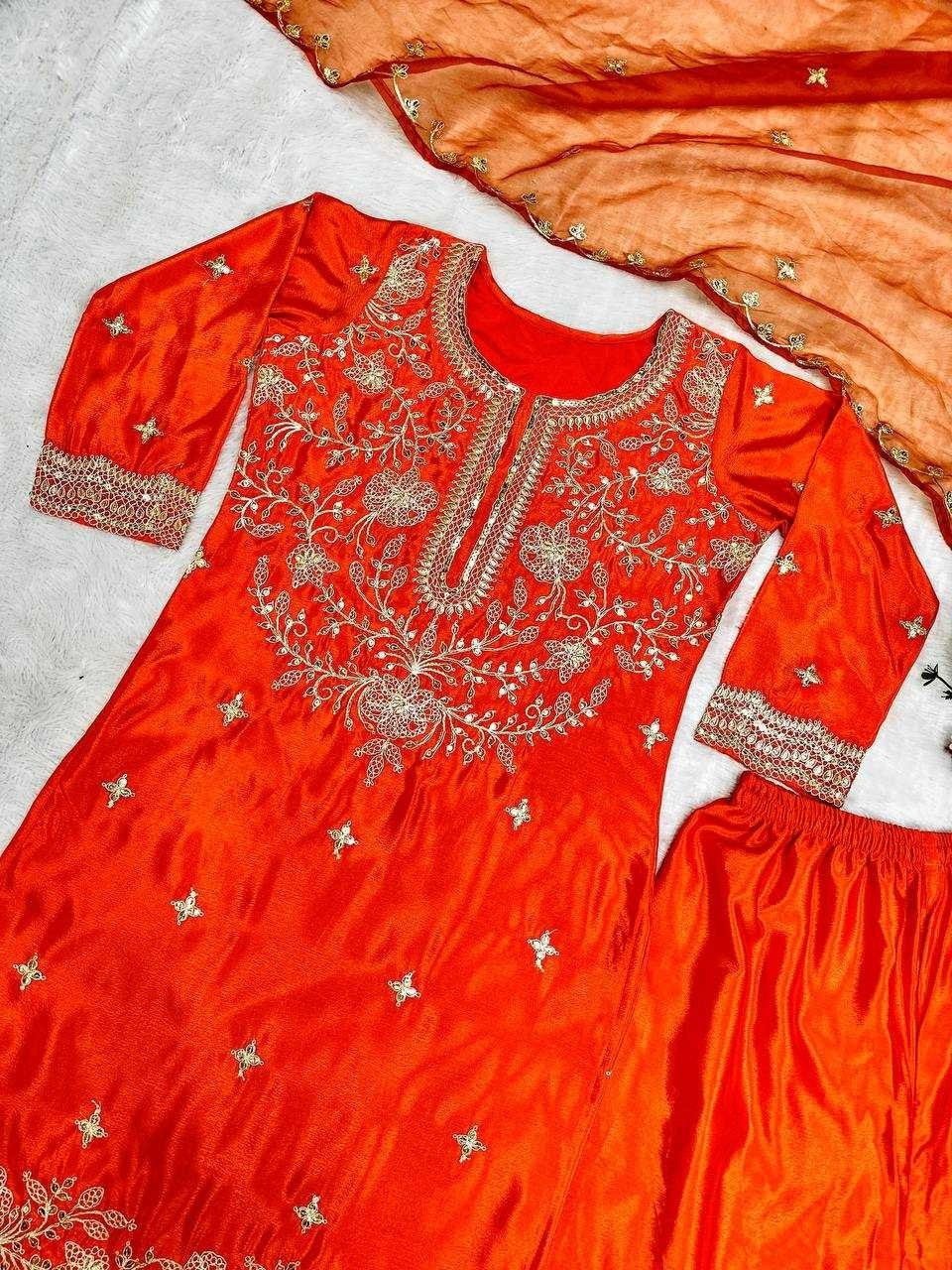 Chinon Silk Suit Orange