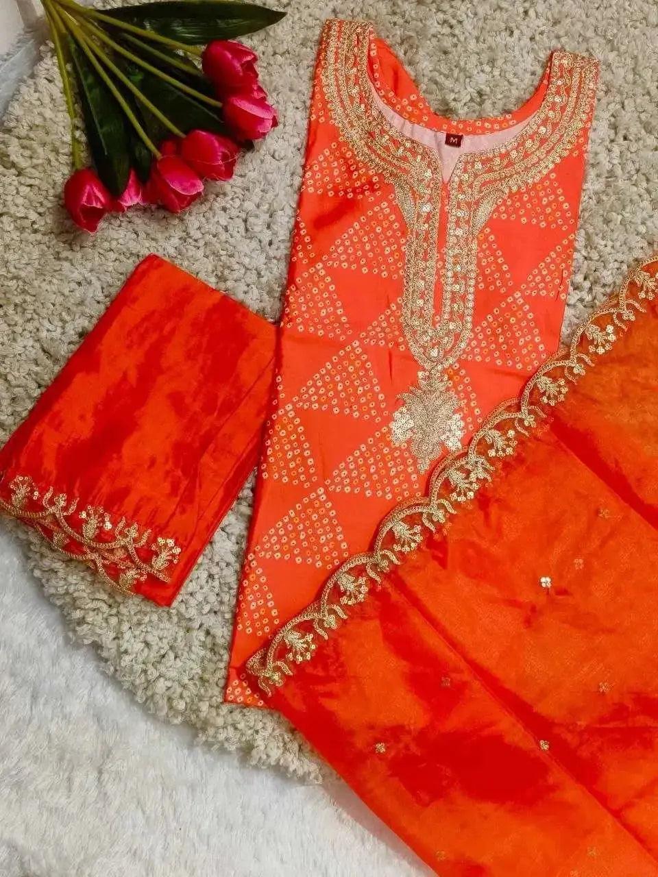 differnent view showing close up of folded shirt and dupatta and plain straight pant